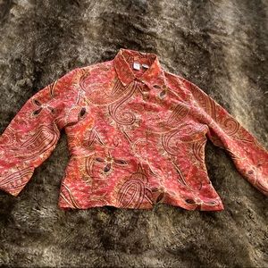 Size M 100% silk button down shirt/jacket